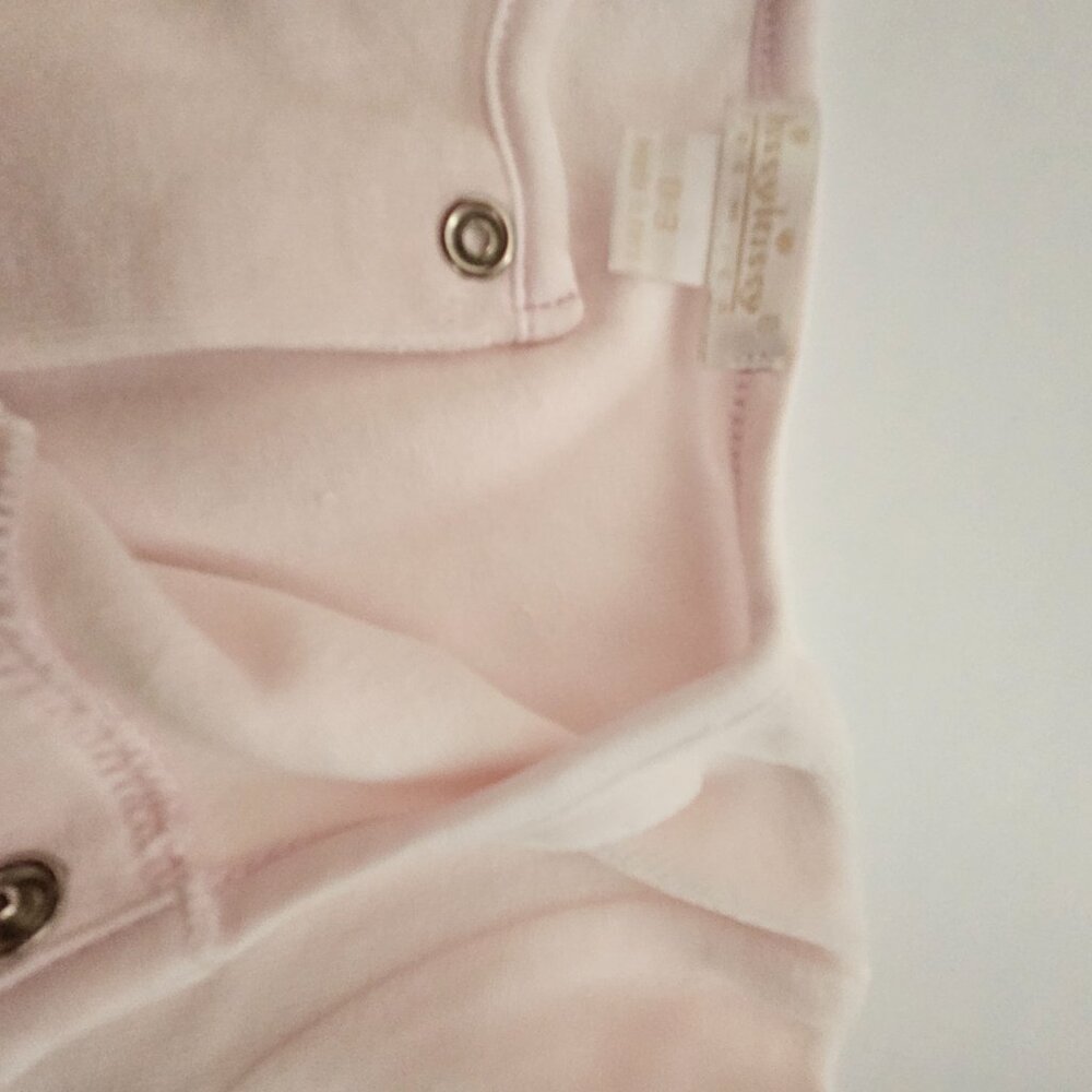 Kissy Kissy Premier Pink Embroidered Pima Cotton Velour Footie Size 0-3 - Picture 6 of 7